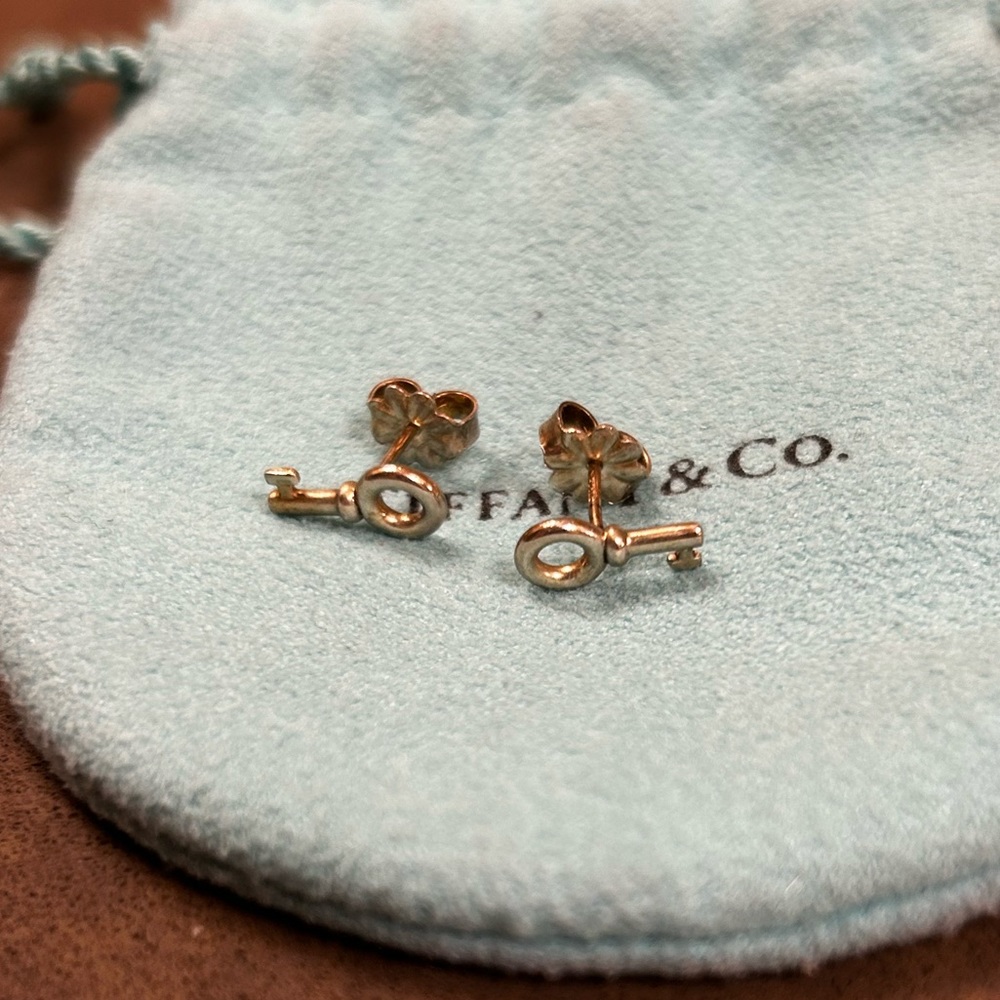 Tiffany + Co mini key stud earrings